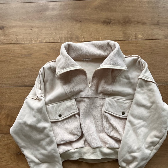 Women's Tan Zip-Up Sweatshirt pull over size L - Picture 8 of 9